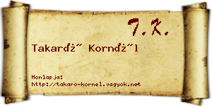 Takaró Kornél névjegykártya
